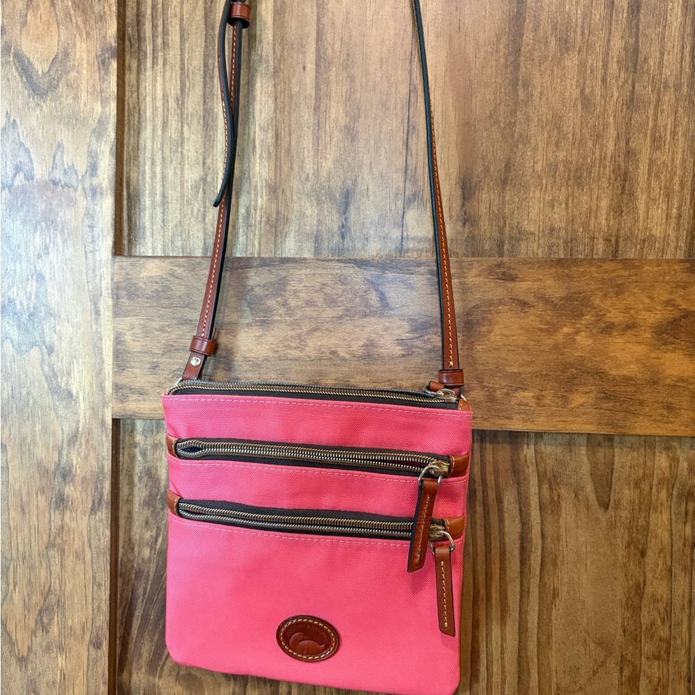 Dooney & Bourke Pink Crossbody Bag with Brown Accents